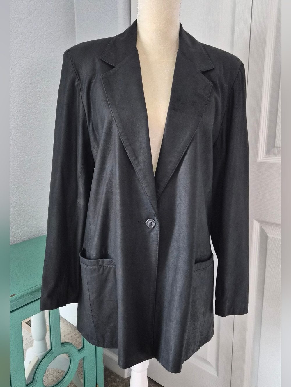 Remy Vintage Black Glamoratti Leather Blazer Jacket M